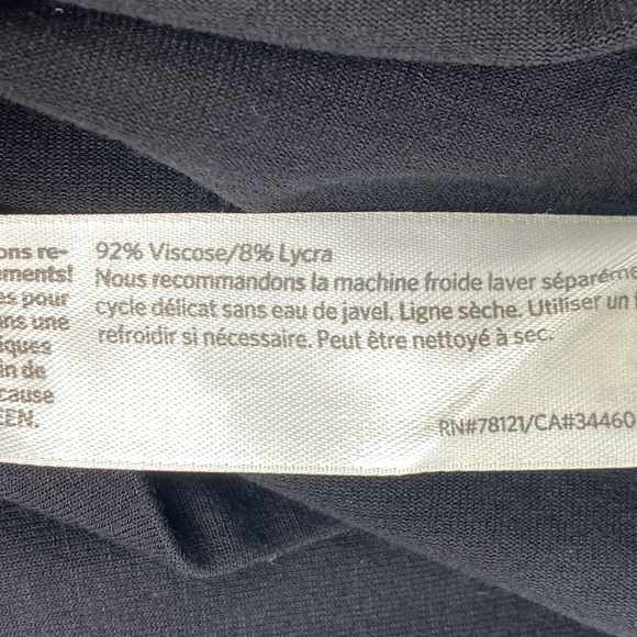 EILEEN FISHER Dress S Stretch Viscose Jersey Tunic V-Neck Cap Sleeve Black - Picture 3 of 6